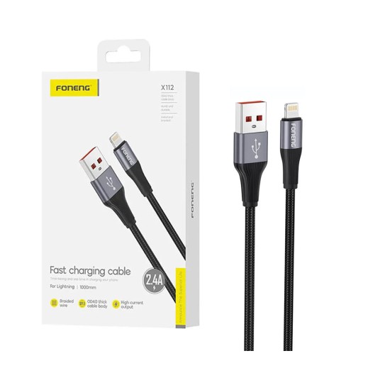 Foneng Cable X112 Lightning 2.4A 1m Black